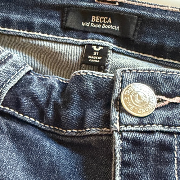 True Religion Blue Bootcut Jeans,Embroidered Bunny Patches, - Picture 9 of 9